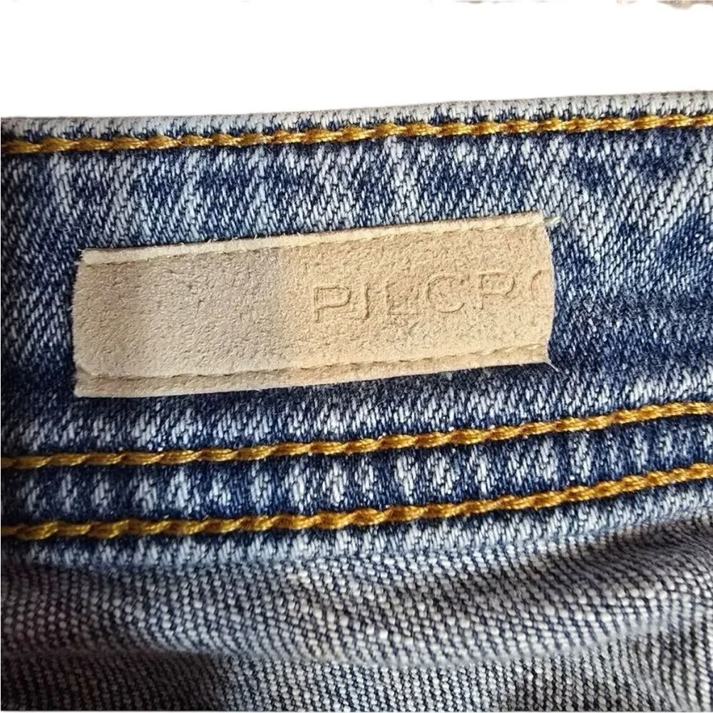 Anthropologie Pilcro Slim Boyfriend Crop jeans with colorful embroidered side 28